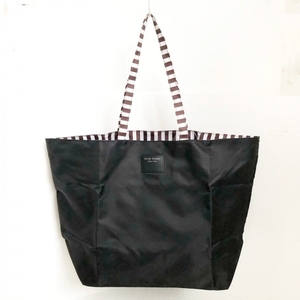 ヘンリベンデル HENRI BENDEL トートバッグ - ナイロン 黒×白×ダークブラウン ハンドル部分ボーダー柄 美品 バッグ