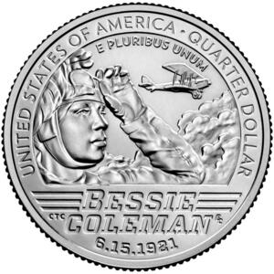 ★1枚の価格★ アメリカ人女性25セント硬貨プログラム　ベッシー・コールマン　Bessie Coleman