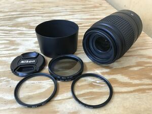 mA 60 ニコン レンズ ⑦ Nikon DX AF-S NIKKOR 55-300mm 1:4.5-5.6G ED VR フード HB-57 フィルター セット ※動作未確認、ジャンク扱い