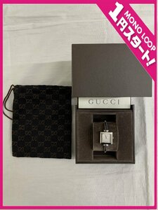 【6AIメ03021F】１円スタート★Gucci★グッチ★バングルウォッチ★1900L★不動★クオーツ★レディース★腕時計★シルバー★箱付★袋付★