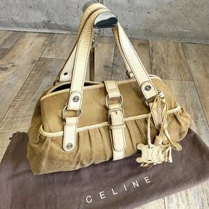 本物☆CELINE セリーヌ マカタム柄 タッセル チャーム キャンバス ハンドバッグ ベージュ トートバッグ ミニトート オールド レディース