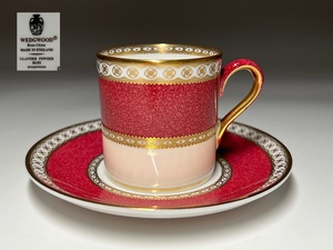 【瑞】ウェッジウッドWEDGWOOD ULANDER POWDER RUBY　デミタスカップ＆ソーサー