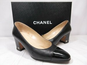 HH 【CHANEL シャネル】 ココマーク装飾 17C G31749 レザーパンプス (レディース) size34.5C ブラック ●15LZ4185●