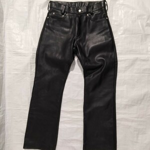 FREEDOM フリーダム　ステアハイド　本革 肉厚　レザーパンツ　革パン 5ポケット　ジーンズ型　かもめステッチ　STEERhide leather jeans 