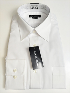形態安定シャツ 40-84 白無地 Lサイズ レギュラーカラー 長袖 ビジネス 冠婚葬祭 リクルート 新品 カッターシャツ 7SL011A-2