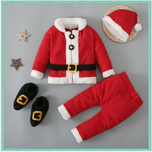 《９０】《豪華4点セット）新品 ベビー クリスマス コスプレ 大人気 サンタ 衣装