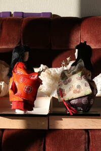 A断捨離#18 幸一光作　「紅梅白梅」日本人形　雛人形　節句　市松　着物　ビンテージ保管品
