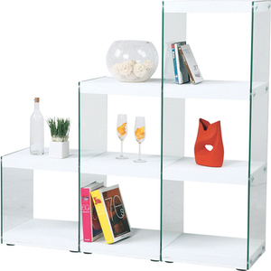 ガラス ディスプレイ ラック 階段ラック 702HAB 幅123×高121 ホワイト色 2色有 人気 什器 店舗 棚