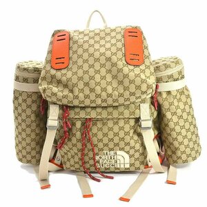 グッチ GUCCI リュック バックパック The North Face×Gucci GGキャンバス/レザー ベージュ×オレンジ 99291a