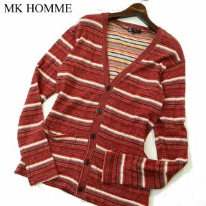 MK HOMME ミッシェルクラン オム 通年 ボーダー★ コットン ニット カーディガン Sz.48　メンズ　A3T10962_9#L