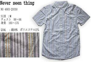 即決■★Never seen thing★■タイトフィット　ストライプシャツ
