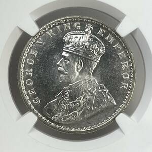 ◆1円〜 1919C MS63 英領インド 1ルピー 銀貨 NGC ジョージ5世　アンティークコイン 貨幣 硬貨 銀貨 金貨 世界 (管理C37)