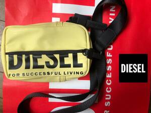 ●美品！綺麗 DIESEL 2way メンズ レディース クリームイエロー ネック ポーチ ボディバッグ ビッグロゴ 即決 即納 55DSL男女兼用●432