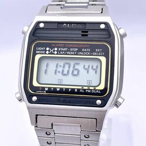 箱付き SEIKO セイコー ALBA アルバ スクリューバック Y486-5000 腕時計 ウォッチ クロノグラフ クォーツ quartz 黒 ブラック P293