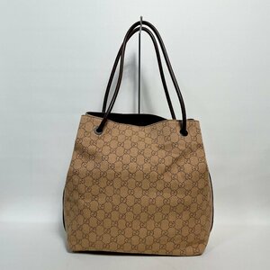 2403-103-2｜美品｜GUCCI グッチ トートバッグ キャンバス レザー ブラウン GGキャンバス