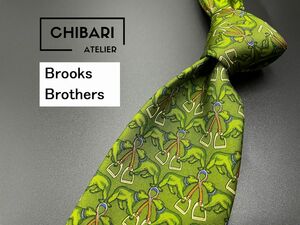 【超美品】BrooksBrothers　ブルックスブラザーズ　ワンちゃん柄　ネクタイ　3本以上送料無料　グリーン　0404219