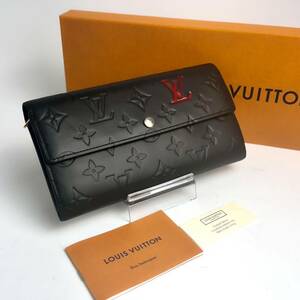 1円 極美品 LOUIS VUITTON ルイヴィトン ヴェルニ 長財布 マットブラック サラ モノグラム 1O1