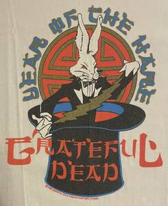 兎00sオールドGRATEFUL DEADバック両面プリント1987年ツアーTシャツS白Hanesヘビーコットン2000s87年グレイトフルデッドY2KバンTビンテージ