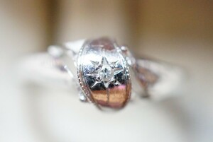 396 天然ダイヤモンド リング 指輪 ヴィンテージ アクセサリー SILVER刻印 アンティーク 天然石 宝石 装飾品