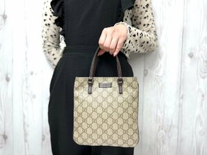 極美品 GUCCI グッチ GGスプリーム ハンドバッグ バッグ レザー 茶 71154