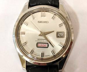 【11269】★稼動品★ SEIKO セイコー 6206-8130 SEIKOMATIC AT 自動巻 26石 メンズ 腕時計 シルバー文字盤 革ベルト社外＆部品取れ