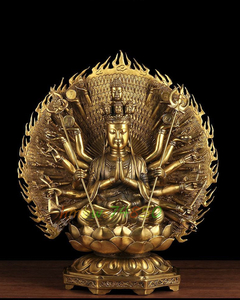  「仏教法具 寺院用仏具」極上品 仏教美術 千手観音菩薩 仏像 真鍮製 高さ49ｃｍ 重さ約17kg
