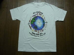 新品未使用品　90s USA製　ヴィンテージ　Hanes　ヘインズ　半袖　Tシャツ　ALL FOR ONE ONE FOR ALL　平和　協力　サイズL