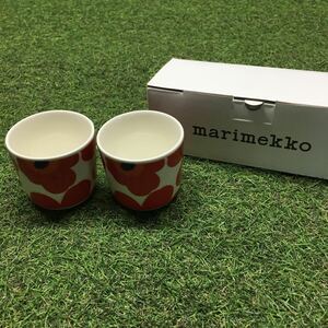 GX4247 MARIMEKKO マリメッコ UNIKKO ウニッコ 067849-001 ラテマグカップ 2個セット食器 ホワイト.レッド 未使用 保管品 コップ