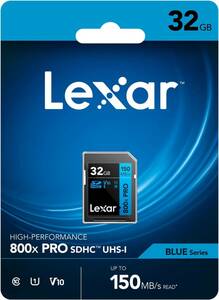 Lexar High-Performance 800x SDHC/SDXC UHS-I カード BLUE 32GB