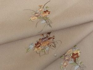 平和屋-こころ店■上質な小紋　刺繍　花籠　正絹　逸品　AAAC5350Bnp