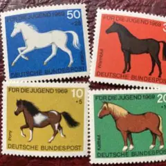 52505セール現品限り　外国切手未使用　ドイツ発行馬4種揃
