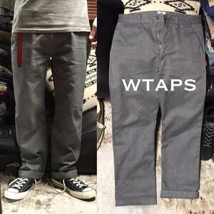 ［完売／希少モデル］1円《★ WTAPS ★》美品 ワークワイドチノパンツ ダブルタップス KHAKI TROUSERS ネイバーフッド タグ WTVUA グレー 