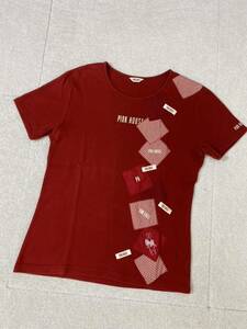 7173. 【美品】PINK HOUSE うさぎ ワッペン Tシャツ Lサイズ ピンクハウス 赤 レッド 半袖Tシャツ Lサイズ ギンガムチェック