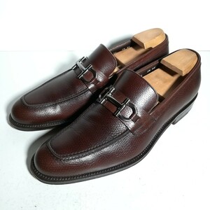 4036 【数回着用程度・美品】 ★サルヴァトーレフェラガモ Salvatore Ferragamo★ ビットローファー 7 1/2EE 茶 シューズ 革靴 紳士靴