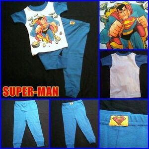 海外製　スーパーマン　子供用　半袖　パジャマ　Ｔシャツ　長ズボン　上下セット　アメリカ　輸入子供服　マーベル　アメコミ　2T　90cm