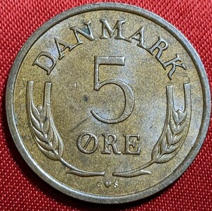 デンマーク　5オーレ青銅貨　1970年 　【プルーフライク】　　玉ちゃんNo.2239