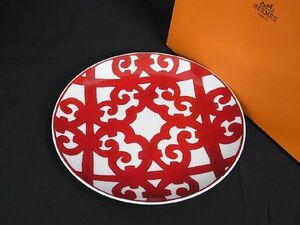 ■極美品■ HERMES エルメス ガダルキヴィール プレート お皿 食器 テーブルウェア ホワイト系×レッド系 AP8824