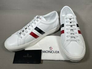 新品 本物 モンクレール MONCLER レザー スニーカー NEW MONACO 44 白 ホワイト 革靴 本革