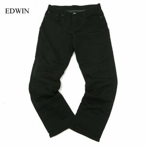 EDWIN エドウィン E403WD ストレッチ★ 裏地付き★ 防寒 防風 チェック デニム パンツ ジーンズ Sz.32　メンズ 日本製 黒系　C4B00151_1#Q