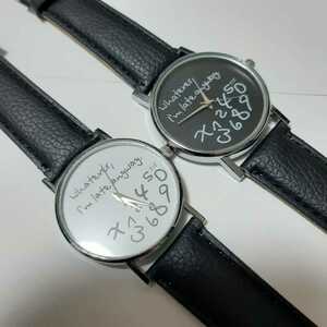 新品　腕時計　数字タイプ　ビジネス　白黒二本セット　1