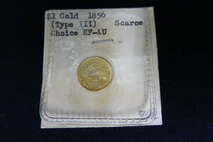 アメリカ　１ドル　インディアン　ヘッド　金貨　GOLD　1856年　タイプ3　TYPEⅢ
