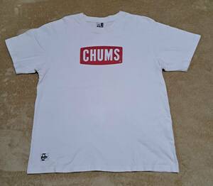 ★チャムス CHUMS　半袖 Tシャツ　Lサイズ　白色　チャムスロゴ　定番バージョン