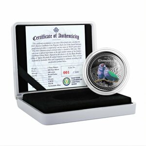 [保証書・カプセル付き] 2021年 (新品) ドミニカ国「シセロ・オウム」純銀 1オンス カラー 銀貨