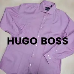 HUGO BOSS ビジネスシャツ スリムフィット コットン レッド×ホワイト