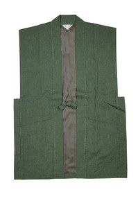 【ひめか】作務衣 羽織 日本製 大柄刺し子 陣羽織 2054 緑Ｍ