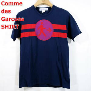 【良品】コムデギャルソンシャツ　ピクトグラムプリントＴシャツ　COMME des GARCONS SHIRT　サイズＳ　紺赤