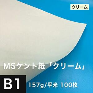 ケント紙 b1 MSケント紙 クリーム 157g/平米 B1サイズ：100枚 画用紙 白 ラッピング 包装紙 DIY 工作用紙 アート作品 手芸 印刷紙