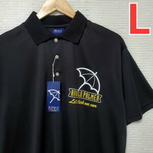 ArnoldPalmer アーノルドパーマー 半袖 ポロシャツ 新品 メンズ 紳士 Lサイズ 黒 ブラック ロゴプリント スポーツ ゴルフ 半袖ポロシャツ