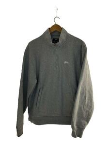 STUSSY◆Stock Fleece Mock/ハーフジップスウェット/M/コットン/GRY/SP23 118470