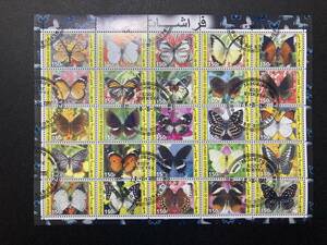 外国切手（済：オーダーキャンセル：消印あり）ジブチ 2003年発行 昆虫／蝶 25種シート - チョウ 蝶々